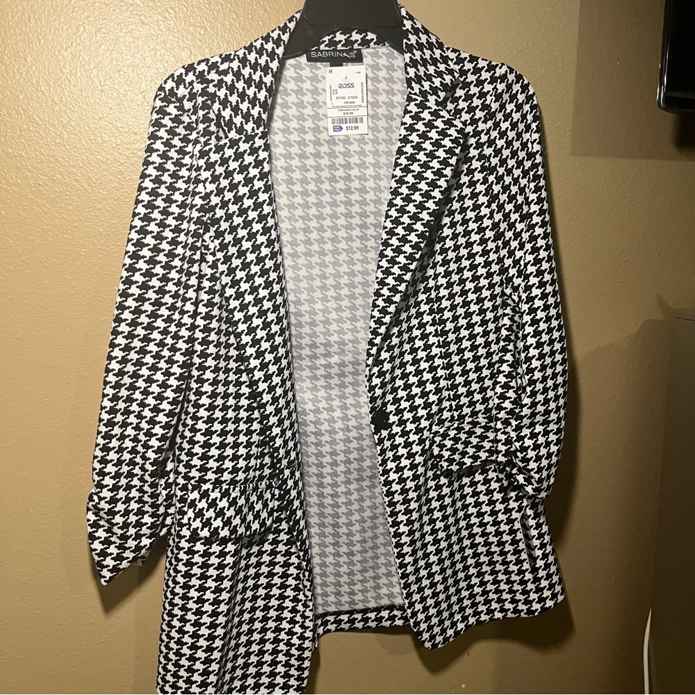 Plaid Print Lapel Neck Fold Pleated Detail Blazer